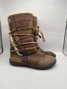 Ugg Catalina Brown Leather Lace up Boots Women Size 8